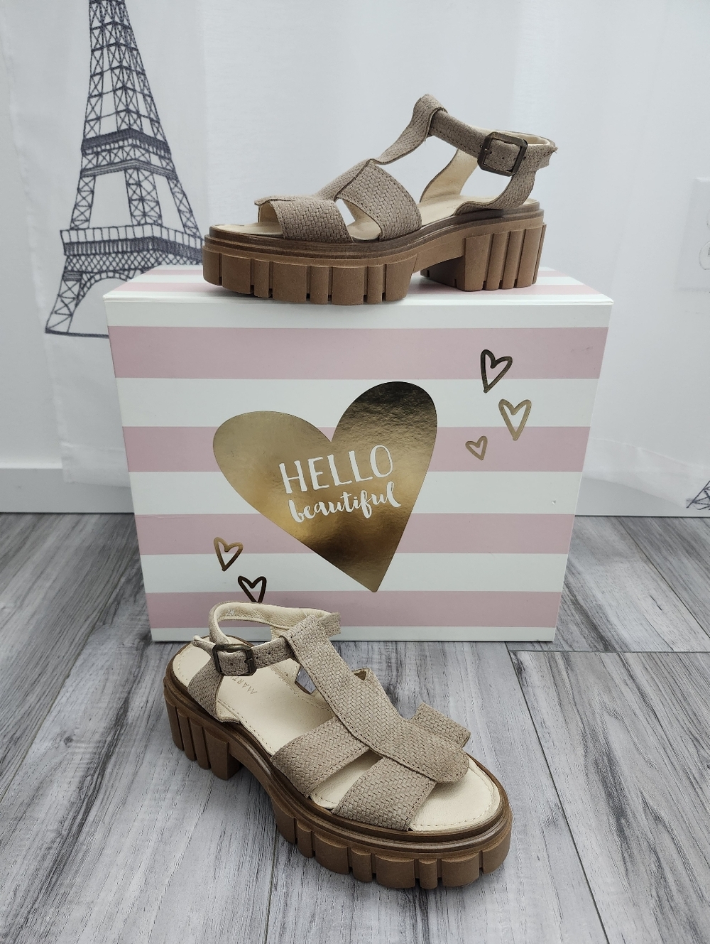 Martino Chunky Taupe Platform Sandals Size 37